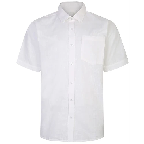 Bigdude Short Sleeve Linen Woven Shirt White 1 Bigdude Short Sleeve Linen Woven Shirt White