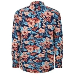 Bigdude Floral Long Sleeve Poplin Shirt Navy -Casual Suit For Men Sales Store f1b937b7 bd23ls11 02 2201
