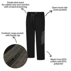 Bigdude Contrast Pocket Cargo Joggers Black -Casual Suit For Men Sales Store f23c62b1 bd23j0620black