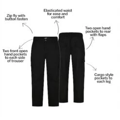 Bigdude Lightweight Elasticated Waist Cargo Trousers Black -Casual Suit For Men Sales Store f2fd45de bd22tr02