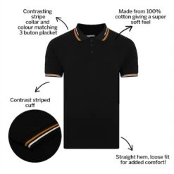 Bigdude Designer Tipped Polo Shirt Black -Casual Suit For Men Sales Store f45994ff bd21p0420black