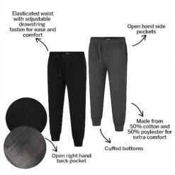 Bigdude Basic Cuffed Joggers Twin Pack Black/Charcoal -Casual Suit For Men Sales Store f6a5ea79 bd23j1020twin20grey