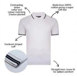 Bigdude Tipped Pique Polo Shirt White -Casual Suit For Men Sales Store f8a348a7 bdt80tp01