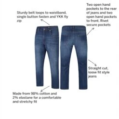 Bigdude Loose Fit Straight Cut Stretch Jeans Mid Wash -Casual Suit For Men Sales Store f965332c annotated20imgagery2030.032