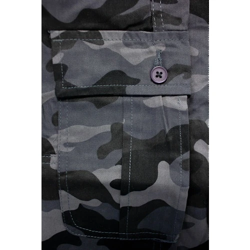 Bigdude Elasticated Waist Cargo Camo Shorts Charcoal 6 Bigdude Elasticated Waist Cargo Camo Shorts Charcoal - Image 6