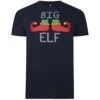 Bigdude Big Elf Print Christmas T-Shirt Navy