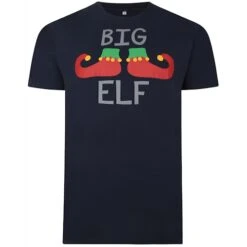 New Arrival 15 Bigdude Big Elf Print Christmas T-Shirt Navy