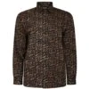 Bigdude Leaf Print Long Sleeve Poplin Shirt Black
