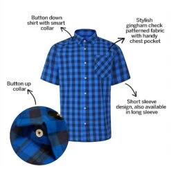 Bigdude Gingham Short Sleeve Shirt Blue -Casual Suit For Men Sales Store fb61c7fa bd23ss0720blue20ee