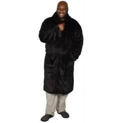 Bigdude Plain Fleece Dressing Gown Black -Casual Suit For Men Sales Store img 2592 clipped rev 1