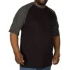 Bigdude Contrast Raglan Sleeve T-Shirt Black/Charcoal