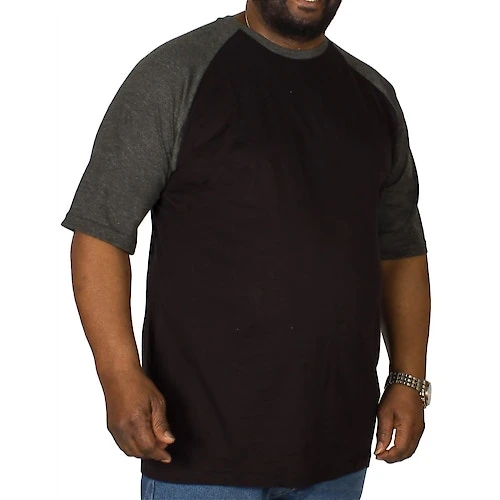 Bigdude Contrast Raglan Sleeve T-Shirt Black/Charcoal 1 Bigdude Contrast Raglan Sleeve T-Shirt Black/Charcoal