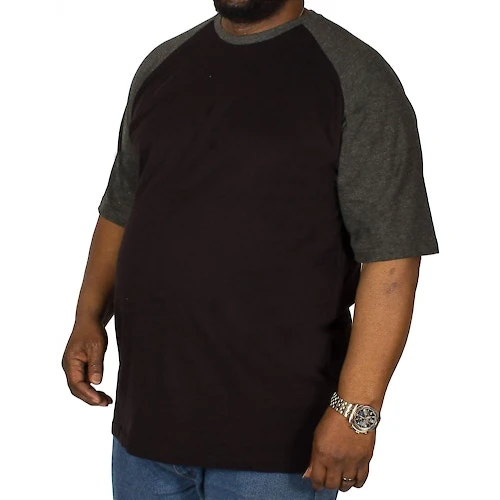 Bigdude Contrast Raglan Sleeve T-Shirt Black/Charcoal 2 Bigdude Contrast Raglan Sleeve T-Shirt Black/Charcoal - Image 2