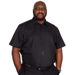 Bigdude Classic Short Sleeve Poplin Shirt Black -Casual Suit For Men Sales Store img 9294 clipped rev 1