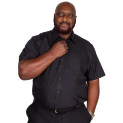 Bigdude Classic Short Sleeve Poplin Shirt Black -Casual Suit For Men Sales Store img 9295 clipped rev 1