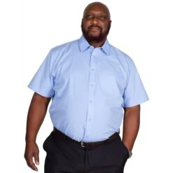 Bigdude Classic Short Sleeve Poplin Shirt Light Blue -Casual Suit For Men Sales Store img 9312 clipped rev 1