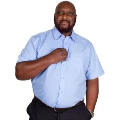 Bigdude Classic Short Sleeve Poplin Shirt Light Blue -Casual Suit For Men Sales Store img 9314 clipped rev 1