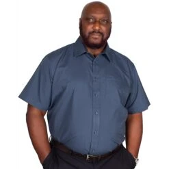 Bigdude Classic Short Sleeve Poplin Shirt Petrol -Casual Suit For Men Sales Store img 9330 clipped rev 1