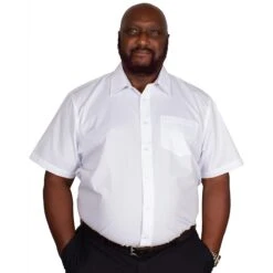 Bigdude Classic Short Sleeve Poplin Shirt White -Casual Suit For Men Sales Store img 9337 clipped rev 1