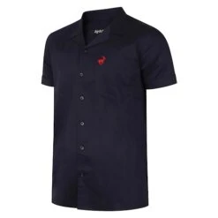 Bigdude Relaxed Collar Short Sleeve Shirt Navy -Casual Suit For Men Sales Store navy shirt red deer logo 2