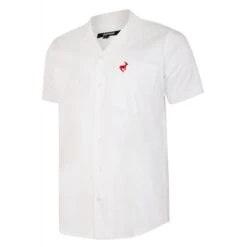 Bigdude Relaxed Collar Short Sleeve Shirt White -Casual Suit For Men Sales Store white shirt red deer logo 2